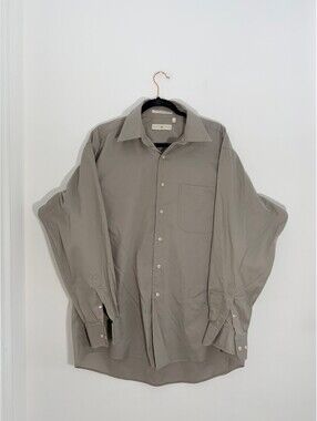 Joseph Abboud Men's Gray 100% Egyptian Combed Cotton Dress Shirt 17 34/35